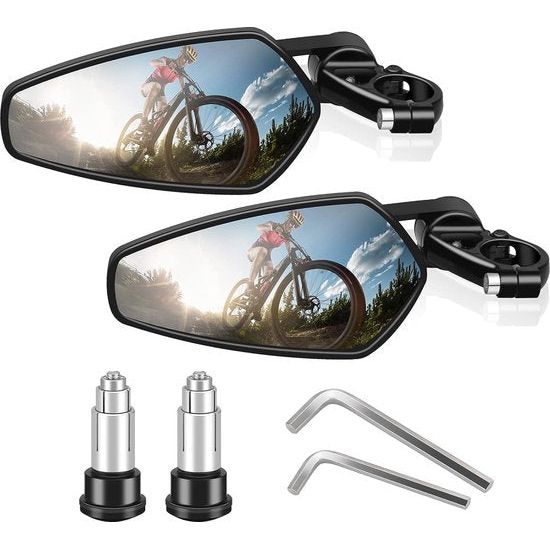 2 stuks fietsspiegels, spiegels, HD 360° draaibaar, achteruitkijkspiegel, links-rechts, universeel voor stuur 17-19 mm spiegel, klinknagel bolle oppervlakken