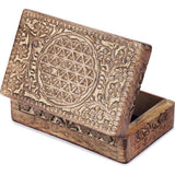 Handgesneden decoratieve houten kist met Keltisch bloemensnijwerk, multifunctioneel gebruik als sieradenopslag, sieradenhouder of horlogedoos, ideaal als cadeau