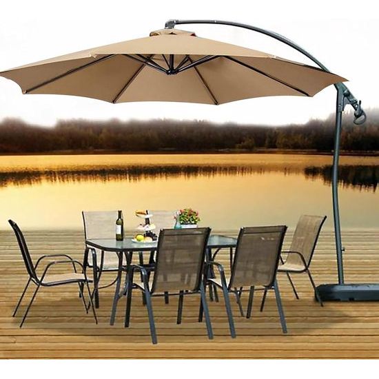 Replacement parasol canopy 8 ribs 3M Market Table Umbrella Waterproof UV Protection Khaki