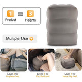 Voetsteun vliegtuig, opblaasbaar voetsteunkussen voor reisauto & thuis & kantoor, in hoogte verstelbaar Flyaway kinderbed, voor slapen op lange vluchten voor kinderen (grijs, 1 stuk)