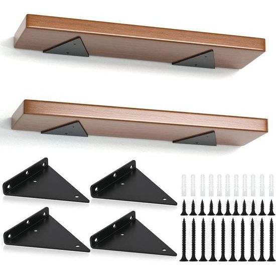 Set van 4 plankbeugels driehoek 14 cm zwevende ijzeren wandplank metalen open planken voor handwerk Vertaling: Set van 4 driehoekige plankbeugels van 14 cm, zwevende ijzeren wandplank, metalen open planken voor handwerk.
