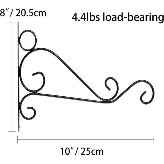 2 stuks hangende mandhouders voor gebouwen, metalen haken voor metaal, 25 cm lange hekhaak voor het ophangen van manden voor vogelhuisjes, plantenbakken, lantaarns, windspelletjes