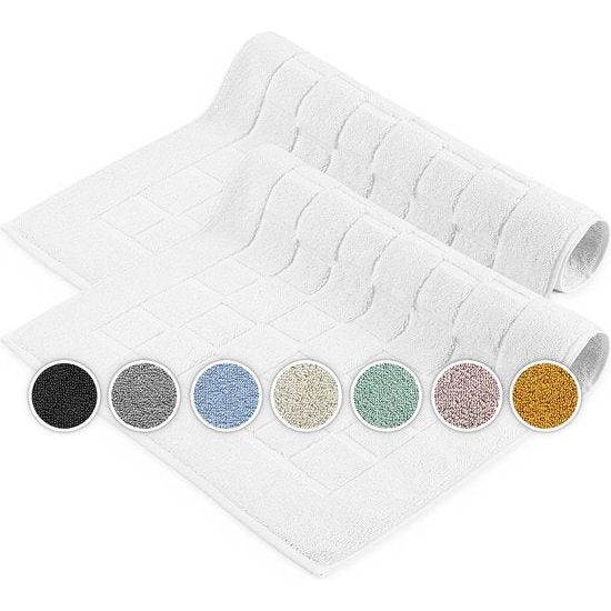 Badmatten set van 2 hoteldouchematten - 50x70 cm - wit - geruit - badtapijt badkamertapijt douchemat badmat wasbaar