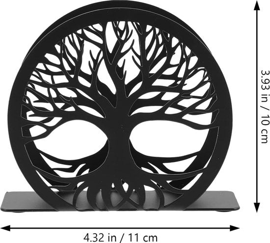 Servethouder Vrijstaande moderne servethouder met boomdesign tafel-zakdoekdispenser van metaal verticale servetten opbergorganizer zwart
