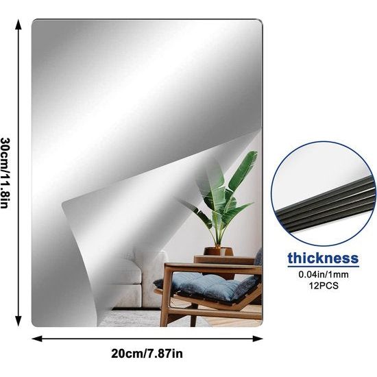 spiegelmuurstickers zijn gemaakt van nieuw, licht acrylmateriaal en pvc-folie 30x20