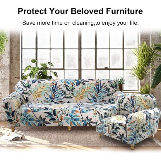 Bankhoes 1-zits - Stoel Sofa Cover - Elastic Stretch Spandex Hoes - Antislip Wasbare Protector en Cover met armleuningen - Regenwoud