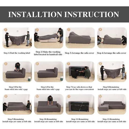 Bankhoes, Elastisch, Stretch, Spandex, Bankhoes voor L-vormige bank, Universeel, Wasbaar, 2-delig, Antislip (2-zits+3-zits, koffie)