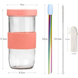 Set van 2 drinkglazen met spatvast deksel en rietje, herbruikbare inmaakglas, drinkbeker, bubble theebeker, Mason Jar glas voor dranken, smoothie, beker, cocktailglas, beker, 730 ml