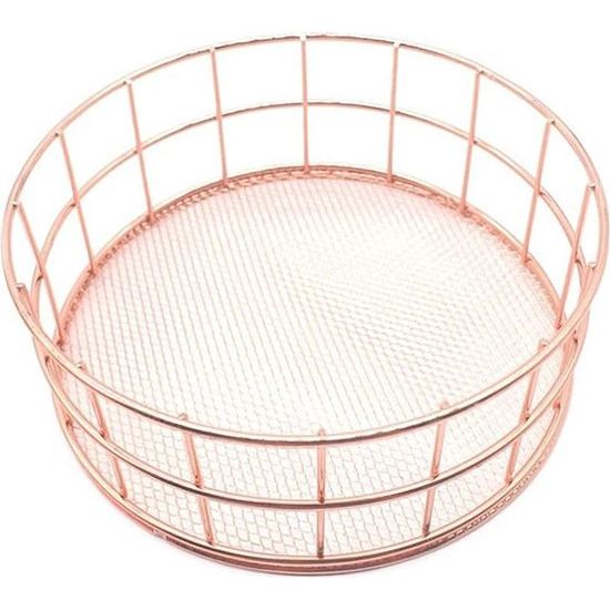 Seully Metalen opbergmand,Afwerking smeedijzeren opbergmand,Metalen draad fruit opbergmand,Toiletartikelen opbergmand,Multifunctionele desktopopslag voor kantoor, slaapkamer (roségoud)