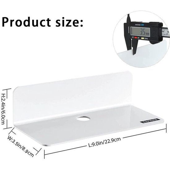 Set van 3 wandplanken, met 6 Kabelklemmen, Zwevende Acrylplank, wandplanken voor slaapkamer, badkamer, keuken, woonkamer, kantoor, speelkamer (Wit)