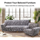 Bankhoes 4-zits elastische stretch spandex bankhoes antislip wasbare bankbeschermer bankhoes voor bank met armleuning, as witte lijn