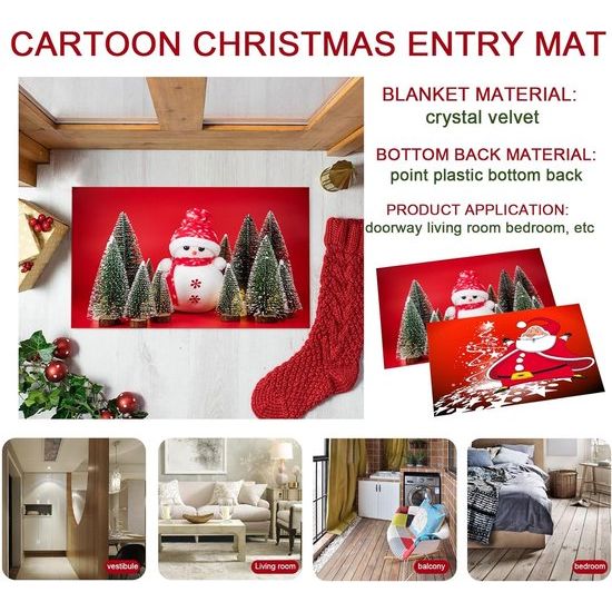 Kersttapijt, 2 stuks, antislip, kerstprint, tapijt, deurmat, badkamertapijt, wasbaar, badmatten, kerstdecoraties voor slaapkamer, keuken, badkamer