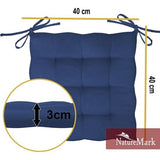 Set van 4 stoelkussens met banden Gr. 40x40 cm Zitkussen gevuld, Navy Blue