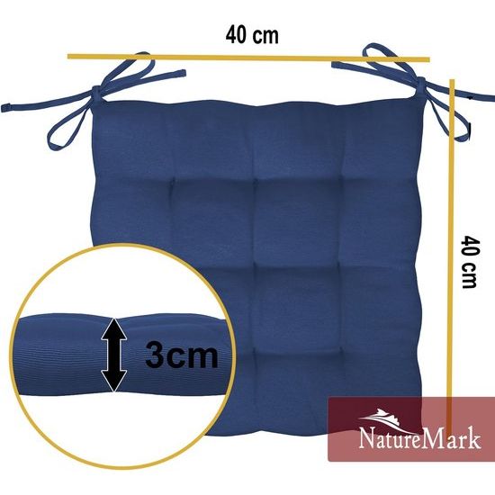 Set van 4 stoelkussens met banden Gr. 40x40 cm Zitkussen gevuld, Navy Blue