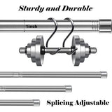 Gordijnstangen met kapknoppen, 76-157 cm, zilveren gordijnroede (zilveren eindkappen) met houders, beslagset, raamstangen voor woonkamer en buiten