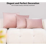Fluwelen kussenhoezen, superzachte kussenhoes, 50 x 50 cm, glanzend decoratief bankkussen, knuffelige kussenhoes, bankkussen voor bank, slaapkamer, roze, set van 2