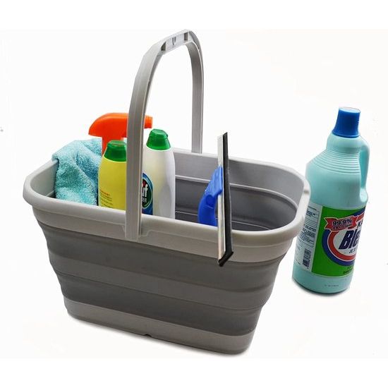 Opvouwbare rechtshandige, handige emmer, 12 liter, grijs