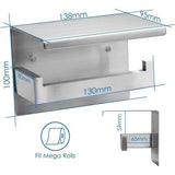 Toiletrolhouder met plankje, roestvrij staal, voor aan de muur, zelfklevend, je hoeft niet te boren, voor badkamer, toilet, keuken, zilverkleurig