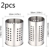 Keukengereihouder van roestvrij staal, groot, keukengerei-organizer, bestekmand voor het organiseren van laden en werkbladen voor alle keukens, 2 stuks