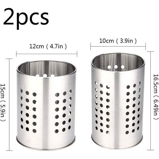 Keukengereihouder van roestvrij staal, groot, keukengerei-organizer, bestekmand voor het organiseren van laden en werkbladen voor alle keukens, 2 stuks