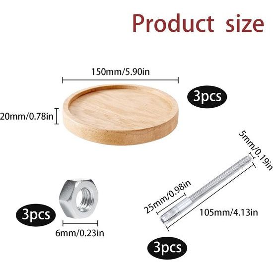 Wandrek,3 stuks ronde zwevende planken
