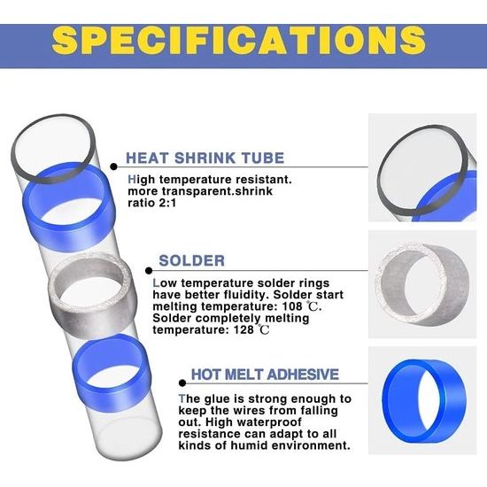 330 stuks Soldeerconnectoren met krimpkous, waterdichte kabelconnectoren, heat shrink welds, fusion connector, gelaste connectorset, kabelconnector, soldeerconnector