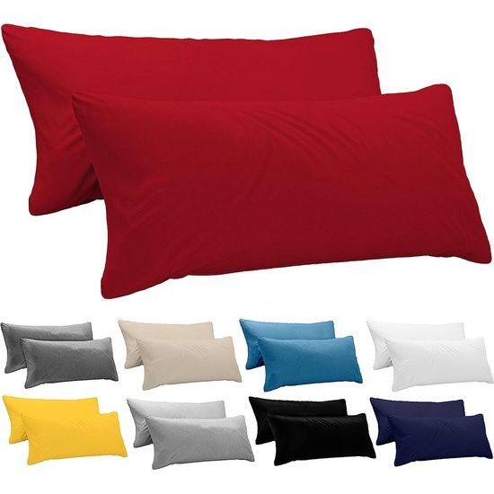 40 x 145 (set van 2) - 100% jerseykatoen, 150 g/m² kussenslopen -rood, voor kussensloop 40 x 145 cm, kussensloop, resistent en hypoallergeen