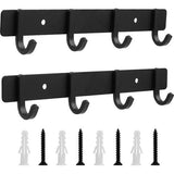 Kledinghaken, 2 stuks, haaklijst, garderobehaken met 4 haken, wandgarderobe, multifunctionele haken, zwart, voor garderobe, slaapkamer, kast, badkamer, keuken