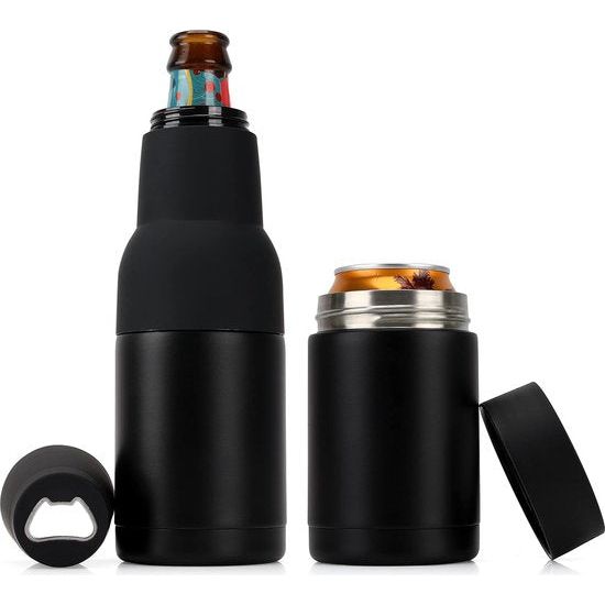 Roestvrij stalen bierblikjes afdekking flessenkoeler manchet - voor 300-500 ml blikjes & 300 ml flessen - geïsoleerde 3-in-1 biergadgets met opener - voor cadeau bier en alcoholvrije dranken