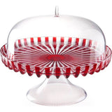 Cake Plate with Base and Cover - Red, Diameter 31 x Height 27 cm