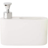 Afwasmiddel Dispenser voor de keuken, witte keramische zeepdispenser, afwasmiddeldispenser, afwasmiddeldispenser en zeepdispenser, ideaal als afwasmiddeldispenser voor de keuken, 18 x 6 x 15,8 cm