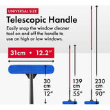 Hoge Vensterreiniger 1.4-2.3 M Lang, 100% Natuurlijke Rubberen Venster Reinigingsapparatuur, 2 In 1 Microvezeldoek En Rubberen Zuigmond Telescopische Paal, Het Beste Voor Lange Bereikvenster