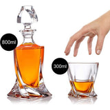 3-delige set karaf glazen whiskyset - cadeauset van glas - whiskey karaf 800 ml met 2 whiskyglazen 300 ml voor rum, scotch, cognac - cadeau-idee voor mannen - met geschenkdoos