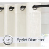 Linnen-look gordijnen in landhuisstijl, gordijnen 2 set, H 210 x B 132 cm, linnen-look gordijnen woonkamer decoratie, ooggordijn halftransparant lichtbeige.