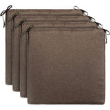 Stoelkussen - kussens outdoor/indoor - vlechtpatroon ca. 38x38x3 cm bruin set van 4