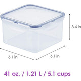 (Pack van 4) Luchtdicht Vierkant Voedselcontainer 40.58-oz / 5.07-cup