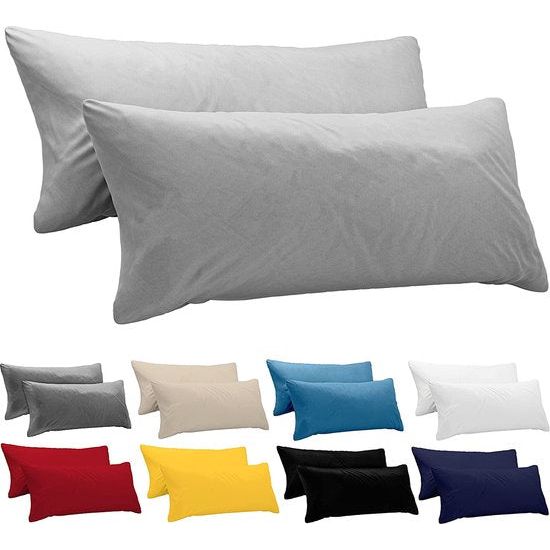 40 x 145 (set van 2) - 100% jerseykatoen, 150 g/m² kussenslopen - grijs, voor kussensloop 40 x 145 cm, kussensloop, resistent en hypoallergeen