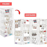 Opvouwbare acryl sieraden organizer - 5 lagen en 4 panelen voor het opbergen van oorbellen, armbanden en kettingen - biedt plaats aan 128 paar oorbellen - helder transparante sieraden organizer