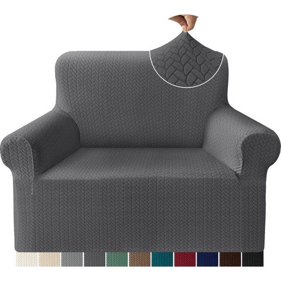 Premium Fashion Jacquard Armchair Cover, High Stretch, Skin-Friendly Chair Cover for Living Room, Non-Slip Chair Protector for Children and Pets (1-Seater, Grey