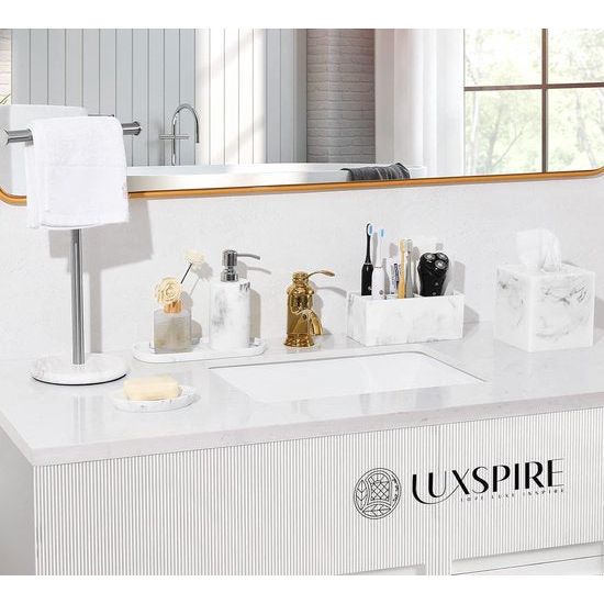 Tandenborstelhouder van hars, 5 tandenborstelvakken, handgemaakte tandenborstelstandaard voor elektrische tandenborstel, tandpasta, grind wit