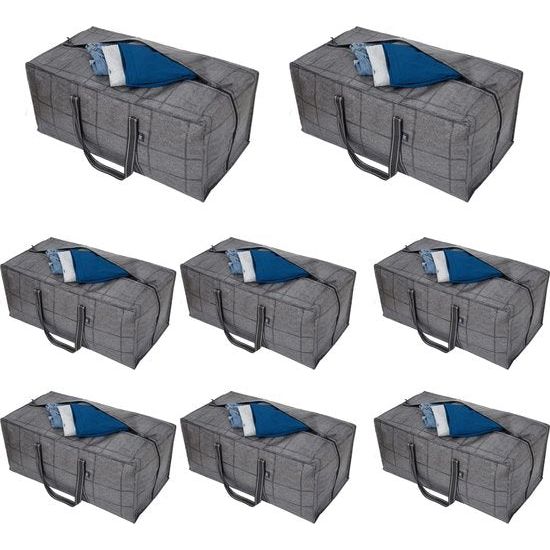 8 Pack Extra Grote Opbergzakken met Ritsen voor het Verplaatsen van Kleding Opslag Reistas Wasgoed Waterbestendig Duurzaam Herbruikbaar (Zwart Raamdoek - 8 Pack)