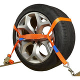 Planet Spanbanden, 4 stuks, auto transport 2000 daN / 2,9m / 35 mm, oranje, wielvergrendeling, bandriem, sjorriem, wielbeveiligingsgordel DIN EN 12195-2