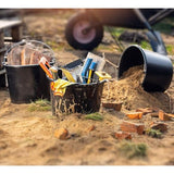 Set van 10 bouwemmers van kunststof, 12L - mortelemmer voor bouwplaats, tuin, cementemmer - stabiele emmer met handgreep, mortelbak, wateremmer met gietrand, poetsemmer, zwart - Set van 10