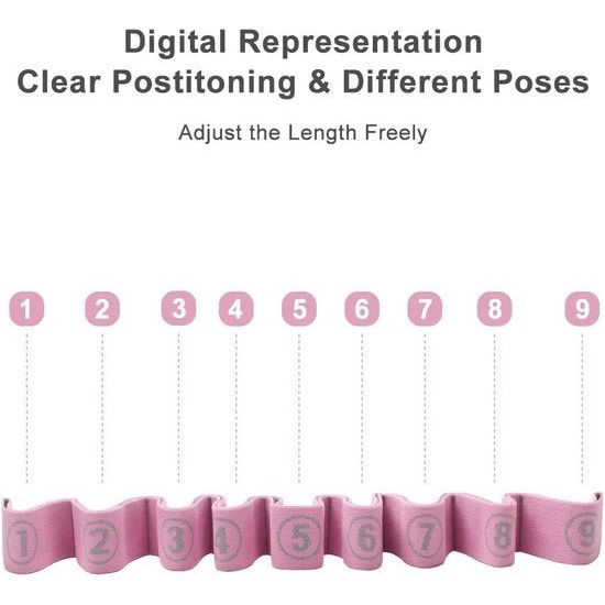 Yogaset, yogaset, stretch riem met 8 lussen, wasbaar, gemakkelijk te dragen en zeer elastische gymnastiekband, ideale stretchband voor warme yoga