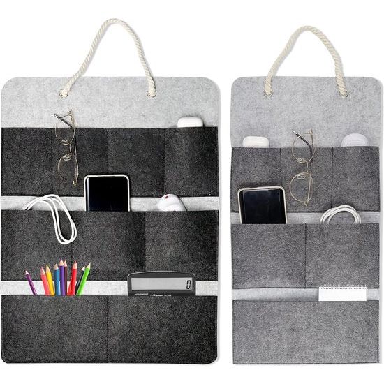 Ophangorganizer, voor aan de muur, vilt, organizer, 2 stuks, opbergtas, hangtas, voor badkamer, auto, kinderkamer, kledingkast