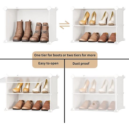 Schoenenrek, kastorganizer, kast slaapkamer, schoenenrek, stapelbaar, schoenenkast, voor hal, slaapkamer, ingang, schoenenrek rekken voor schoenen (2 x 8)