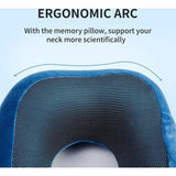 Nekkussen set met 3D slaapmasker en oordopjes - afneembare overtrek - traagschuim - ritssluiting - incl. opbergtas - reiskussen - kleur naar keuze (blauw)