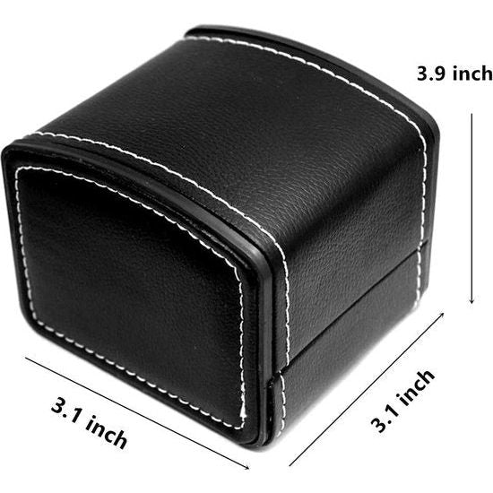 Horlogedoos van PU-leer, opbergdoos met één display voor polshorloges en slimme horloges, houder met kussen, sieradendrager geschenkdoos voor dames/heren, verjaardag (zwart) Excl. Horloge