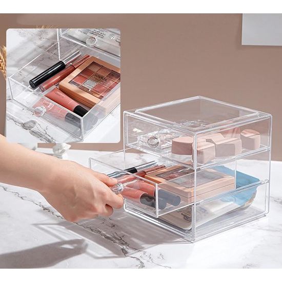 Make-up organizer,17 cm x 17 cm x 17,3 cm,transparant