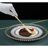 Dinermes, 6-delig, roestvrij staal mat goud dinermes, robuust botermes, modern design botermes, vaatwasmachinebestendig (mat goud, 8,9 inch)